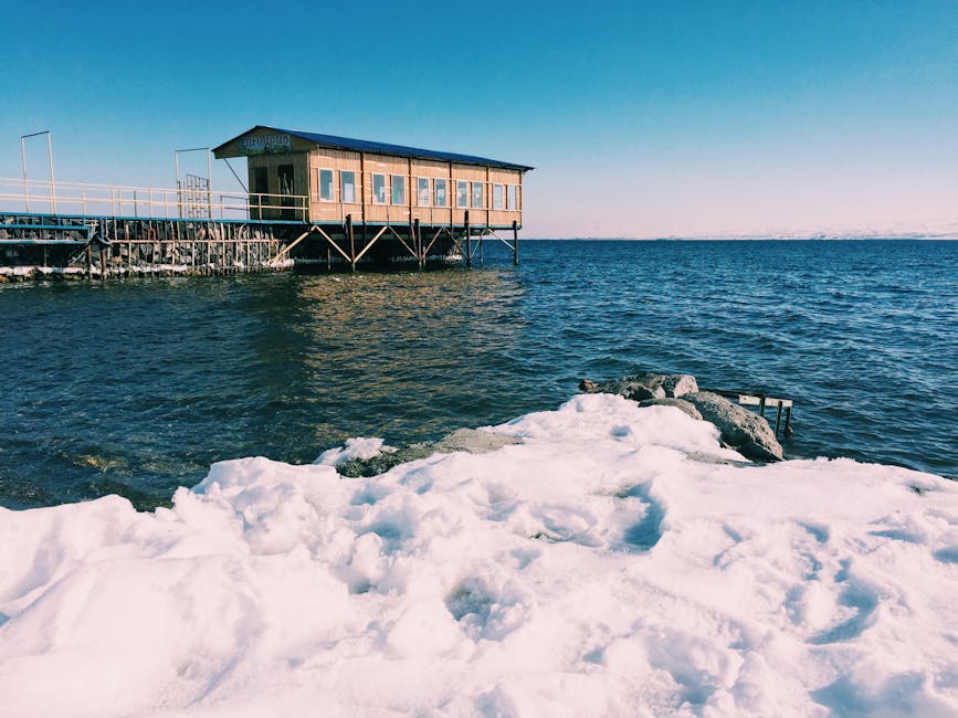 Wooden pier on Lake Sevan, Armenia