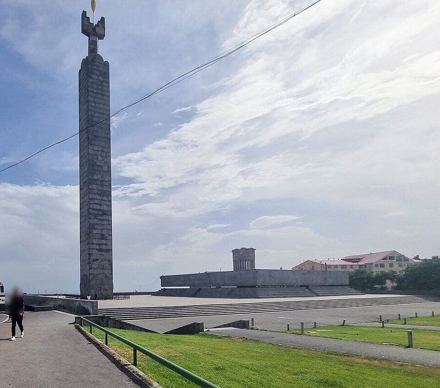 Revived Armenia obelisk on the Monumental Terrace above the Cascade