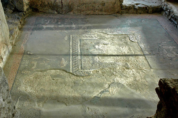 Garni Roman bath ruins with hypocaust columns visible under the protective roof