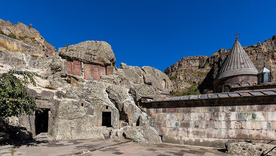 Inner courtyard at Geghard Monastery