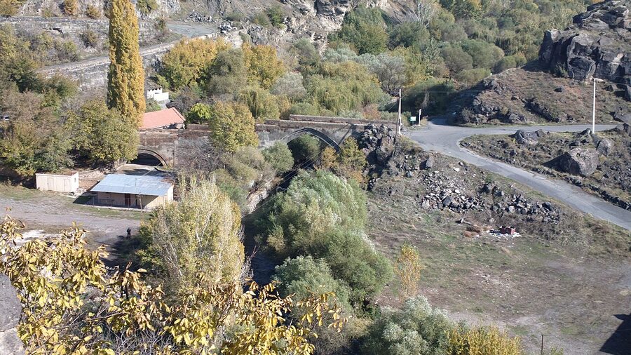 Three-arch Ashtarak Bridge spanning the Kasagh gorge