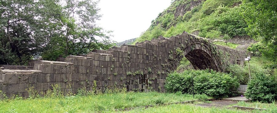 Stone arch of the 12th century Sanahin Bridge in Lori province