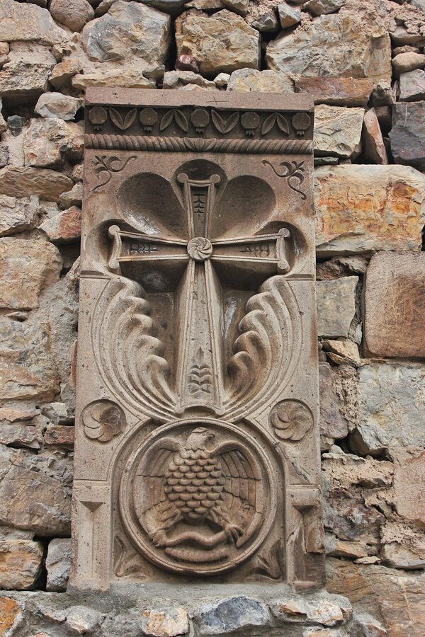 Carved khachkar (cross-stone) at Khor Virap monastery