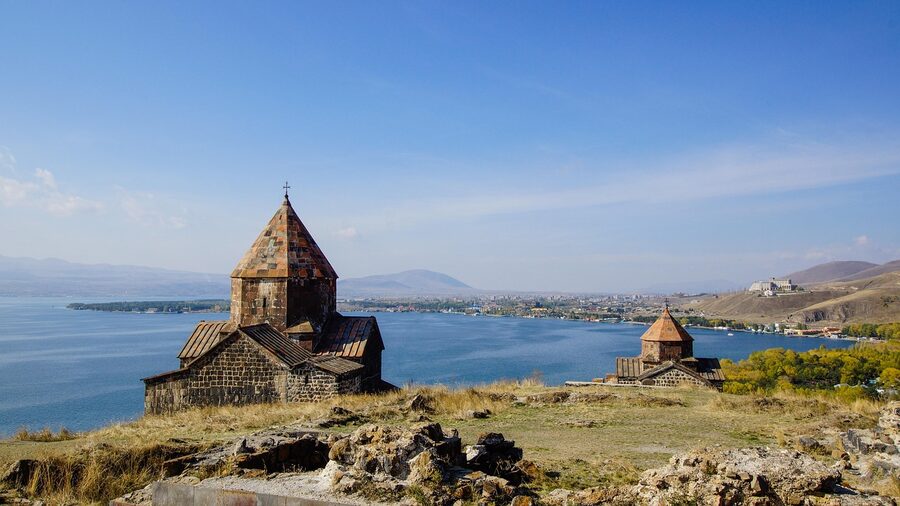 Sevanavank Monastery on the Sevan Peninsula with both surviving 9th-century churches