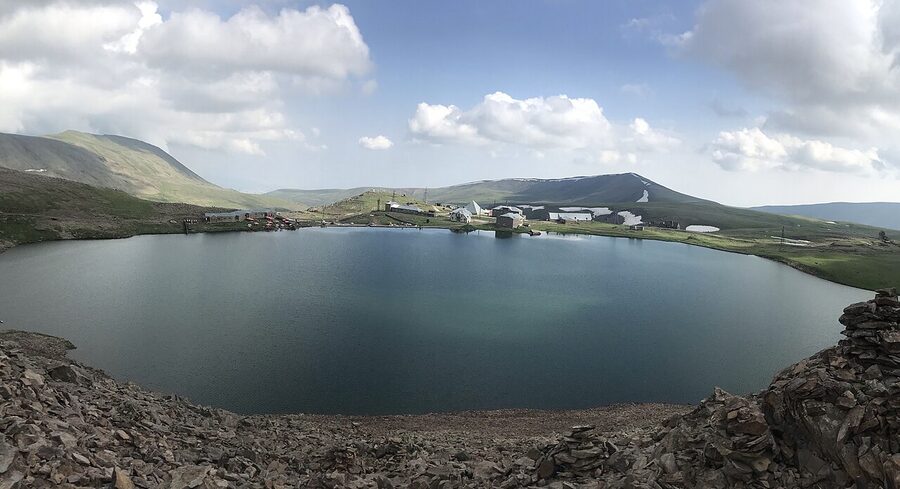 Lake Kari at the base of Mount Aragats's southern peak