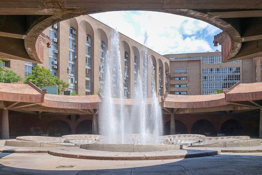 Republic Square Metro Station entrance with fountain in foreground