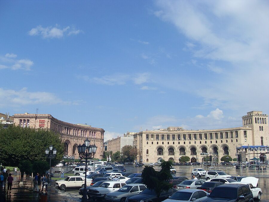 Architectural detail on Republic Square buildings