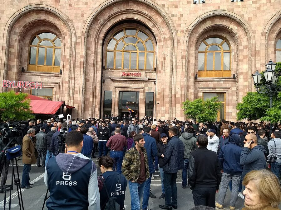 Demonstrations in Republic Square Yerevan during the 2018 Velvet Revolution