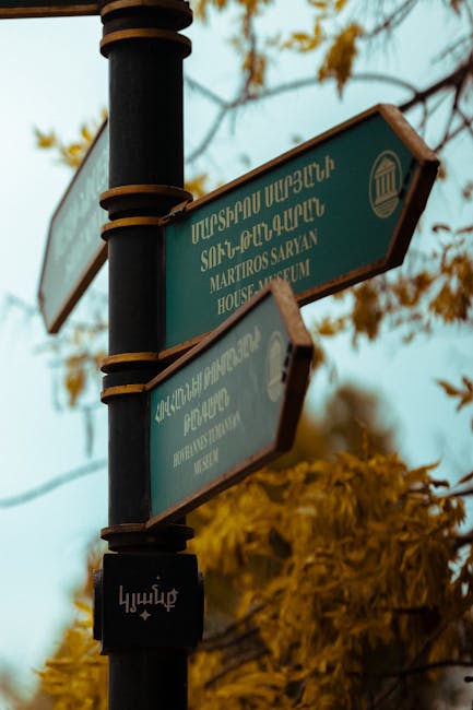 Directional street sign for the Martiros Saryan House Museum on Saryan Street, Yerevan