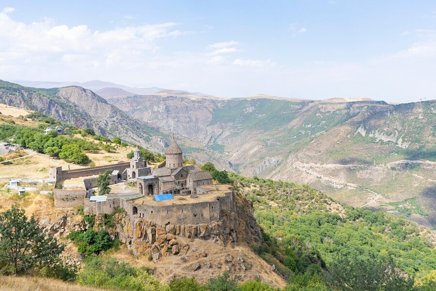Tatev Monastery and the surrounding Syunik valley in spring