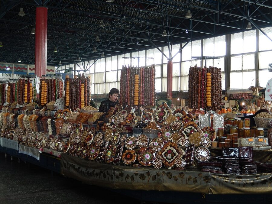 Stall of dried fruits at GUM Market in Yerevan