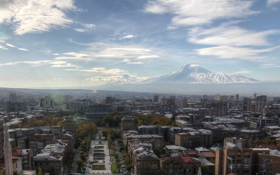 View of Yerevan from the upper level of the Cascade complex
