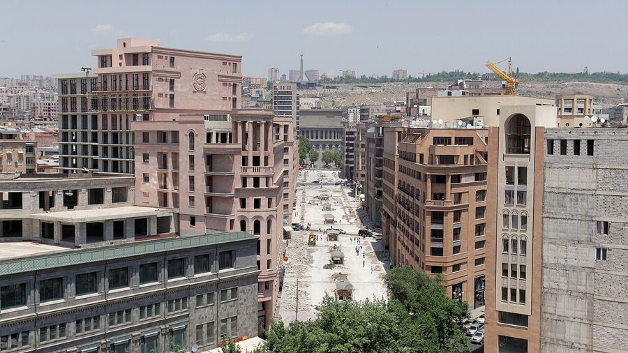 Northern Avenue pedestrian street in Yerevan looking toward Republic Square
