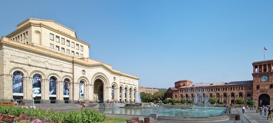 Republic Square Yerevan with the singing fountain in the middle