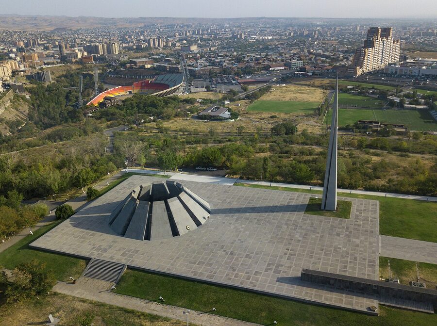 Aerial view of the Tsitsernakaberd Armenian Genocide Memorial Complex